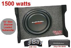 Audiobahn 12 1500W Car Truck Shallow Slim Loaded Boom Bass box Audio Subwoofer