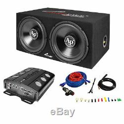 Audiopipe Loaded Dual 12 Subs Amp and Wire Kit Car Audio Package (2 Pack)