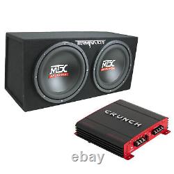 Crunch 2 Channel Car Audio Amplifier & MTX 12 In Dual Loaded Subwoofer Enclosure