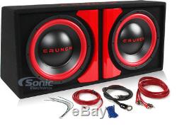 Crunch CR-212A 1000w Dual 12 Powered Loaded Subwoofers In Enclosure + Amp Kit