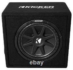KICKER 43VC124 Comp 12 Subwoofer In Vented Sub Box Enclosure+Amplifier+Amp Kit