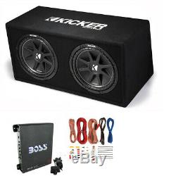 KICKER DC12 DUAL 12 600W Loaded Car Audio Subwoofers Subs+Box+Amplifier+Amp Kit