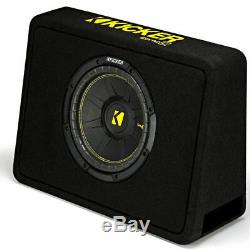 Kicker 10-Inch CompC 2-Ohm Loaded Shallow Car Subwoofer Box Enclosure (2 Packs)