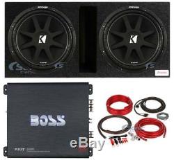 Kicker 15 600W Dual Loaded Car Audio Subwoofer Box with 2000W Amplifier & Amp Kit