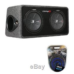 Kicker DCWR10 Loaded Dual 10 2-Ohm CompR Sub Subwoofer Package 1800W Amp Kit