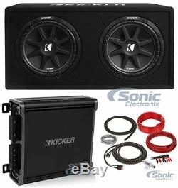 Kicker Dual 12 Loaded Ported Enclosure Subwoofers+Monoblock Amplifier+Amp Kit