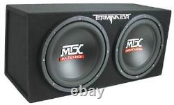 MTX TNE212D 12 1200W Dual Loaded Car Subwoofer Box & SSL 1500W Amplifier with Kit