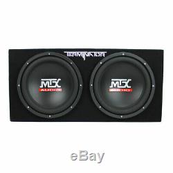 MTX TNE212D 12 1200W Dual Loaded Car Subwoofers + Box + Planet 1500W Amp + Kit