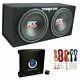 MTX TNE212D 12 1200W Dual Loaded Car Subwoofers Box & Planet 1500W Amp with Kit