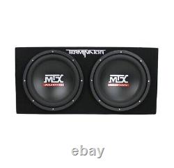 MTX TNE212D 12 1200W Dual Loaded Car Subwoofers Box & Planet 1500W Amp with Kit
