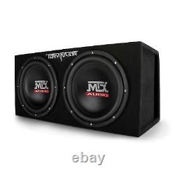 MTX TNE212D 12 1200W Dual Loaded Car Subwoofers Box & Planet 2000W Amp with Kit