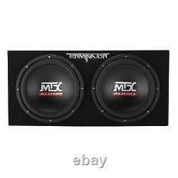MTX TNE212D 12 1200W Dual Loaded Car Subwoofers Box & Planet 2000W Amp with Kit