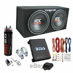 MTX TNE212D 12 1200W Dual Loaded Subwoofer Box + 1100W Amplifier + Capacitor