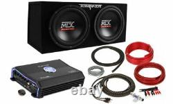MTX TNE212D 400W Dual 12 Loaded Car Subwoofer with 1500W Mono Amp + 8 AWG Amp Kit