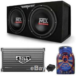 MTX TNE212DV 12-Inch 2000W Dual Loaded Subwoofers Audio With Box With Boss Amp