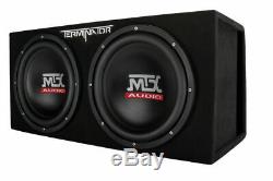 MTX Terminator TNE212DV 1000W 12 Car Loaded Enclosure Subwoofer+Amp+Amp kit