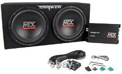 MTX Terminator TNP212D2 1200 Watt 2 Ohm Dual 12 Subwoofers/Sub Box/Amp Package