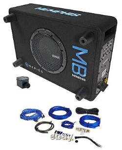 Memphis Audio MBE8SP 8 300w Powered Loaded Car Subwoofer+Enclosure Box+Wire Kit