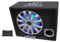 NYC Acoustics NSE12L 12 1200w Powered Car Subwoofer/Sub Enclosure+LED+Amp Kit