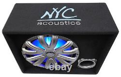 NYC Acoustics NSE12L 12 1200w Powered Car Subwoofer/Sub Enclosure+LED+Amp Kit