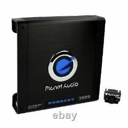 Planet Audio 1500W Mono Amplifier (2 Pack) & 12 1200W Loaded Sub Box & Wire Kit
