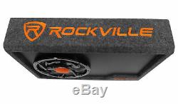 Rockville RWS10CA Slim 1000w 10 Powered Loaded Car Subwoofer Enclosure+Wire Kit