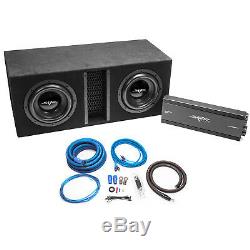 Skar Audio Dual 10 4000 Watt Complete Subwoofer Loaded Vented Box And Amplifier