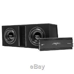 Skar Audio Dual 10 4000 Watt Complete Subwoofer Loaded Vented Box And Amplifier
