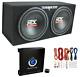 TNE212D 12 1200W Dual Loaded Car Subwoofers + Box + Planet 1500W Amp + Kit